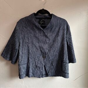 Porto San Francisco Blue & White Japanese Fabric Jacket Relaxed Fit Sz S minimal